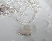 Tiny Silver Hammered Heart Charm / Heart Charm Necklace / Romantic Jewelry