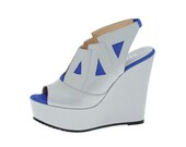 Handmade open toe, open back wedge platform with cut out design - made to order