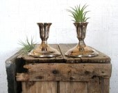 pair of silver plated candlesticks - casual farmhouse style home decor
