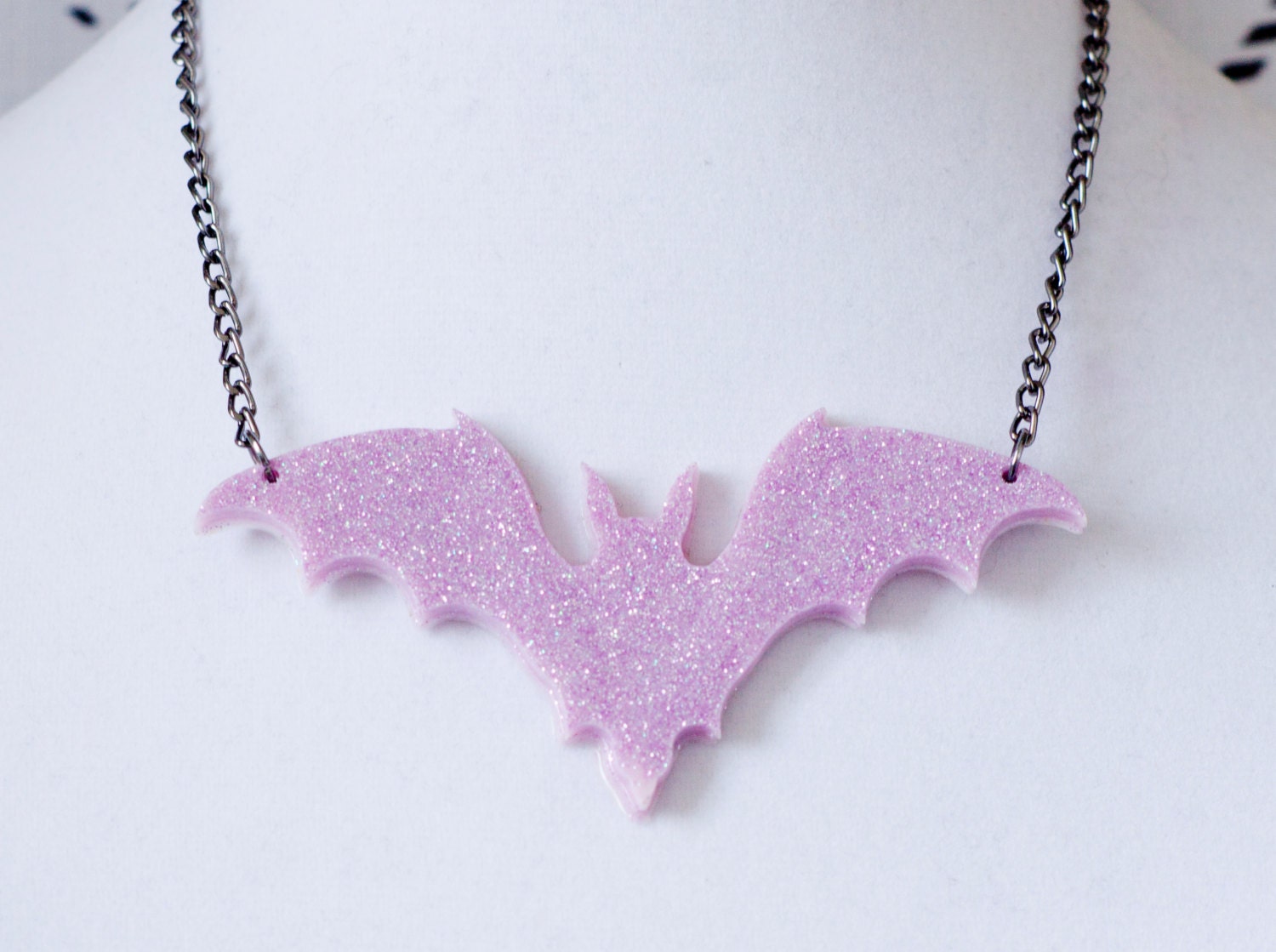 Pink Glittery Barbie Goth Sparkly Vampire Bat
