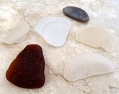 Lot of Genuine Tumbled Sea Glass Round Bottle Bottoms In Shades of White and Brown (SG30)