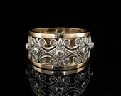 Victorian fede 12 Kt rose cut diamond ring 1890 rare find