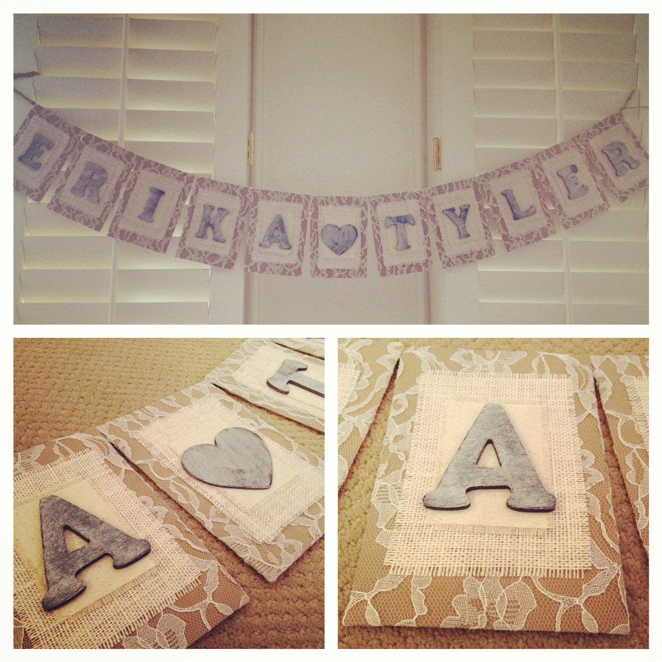 Lace And Burlap Wedding Banner