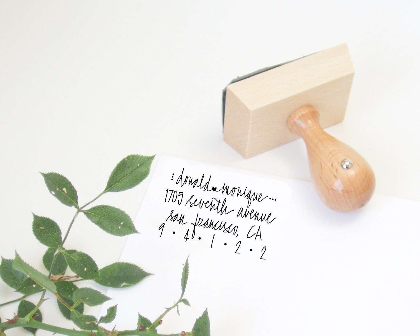 Custom Address Stamp - 2 1/4" hand calligraphy return address rubber stamp - personalized