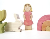 Wooden Spring Toy Set - Tulip - Girl - Bunny - Rainbow Set - Whimsical Playset