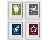 Outer Space - Set of Four 5x7 Space Prints - Nursery Decor, Nursery Art, Educational, Children's Wall Art, Playroom Decor