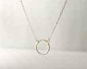 Hammered gold eternity necklace - tiny circle gold filled - minimal dainty jewelry