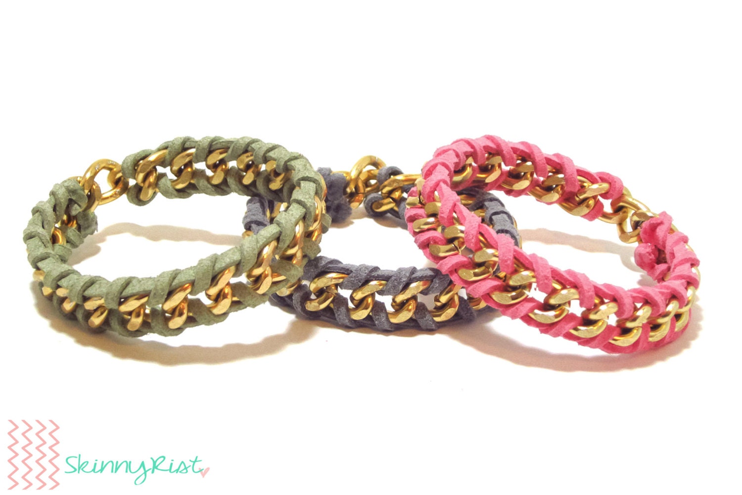 Suede & Chain Braided Bangle
