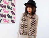 30% OFF - Kawaii Cat Print Knit Scarves Grey Pink Brown SZ20-12