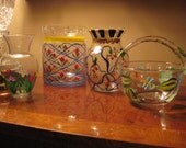 Hand Painted Glass - Candy Dish - Vase - Jar - Spring Summer Florals - Glass Collection