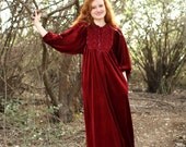 Vintage '70s Burgundy Velvet Maxi Dress by Circa 2000 made in the USA