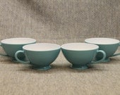 Aqua TexasWare Cups with Handles Mugs Teacups Vintage Melamine