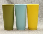 Vintage Tupperware Tall Tumblers Green Blue Yellow Cups
