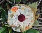 Summer's End Fabric Flower vintage inspired shabby chic Girl/ Teen hair accessory Gift under 20 dollars