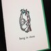 Hang in there - Hand-printed Letterpress and Watercolour painted card with monkey a on a vine