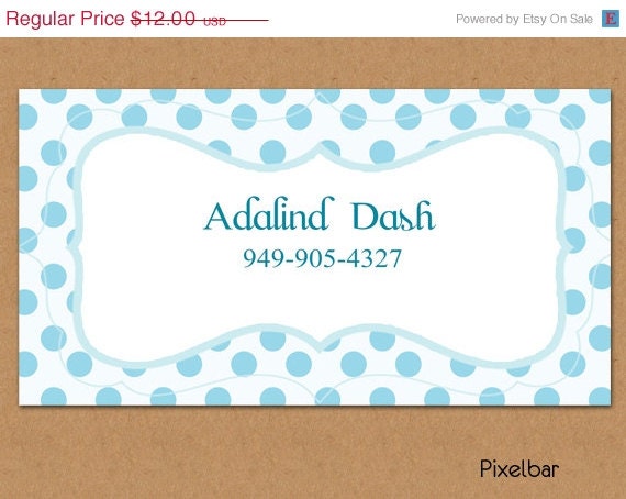 Happy Weekend Blue Polka Dots Business Card Design No. 48