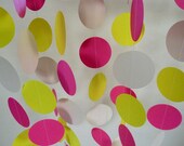 Bright Girl's Paper Garland, Pink, Yellow, White Birthday Decoration, Bridal Shower, Baby Shower,