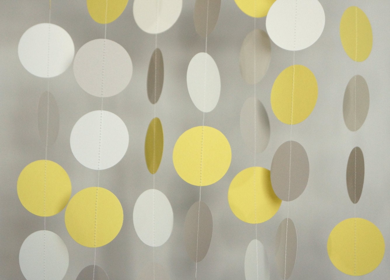 Yellow / Gray / White Paper Garland, Wedding Decor, Birthday Party, Baby Shower, Nursery, 10 feet long