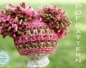 PDF Pattern - Crochet Hat with double pompoms -Beginner pattern - Photography prop - Not a finished product