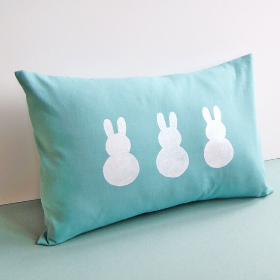 Bunny Pillow Cover : 12x16 Pillow Cover, Aqua Pillow Cover Il_570xn