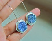 Geometric Rainbow Druzy Earrings