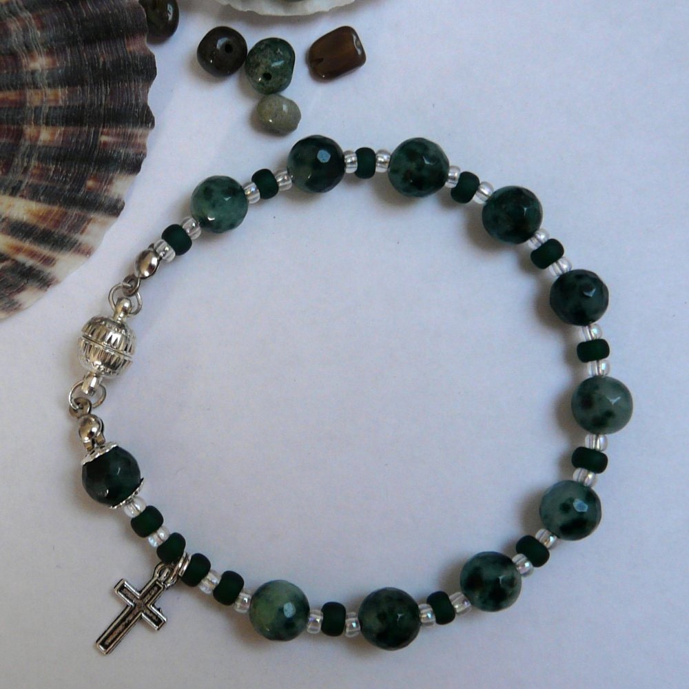 Green Moss Agate Meditation Bracelet Free Worldwide Shipping
