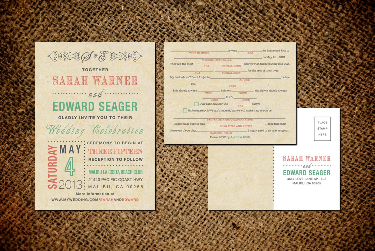 Vintage Wedding Invitation & RSVP Card - Old Fashioned Style - Printable DIY No. 2