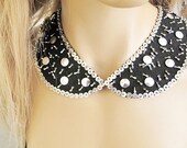 Silver Color  ,  Peter Pan Collar Necklace, Black Collar,  Handmade Jewelry  , Mother's Day