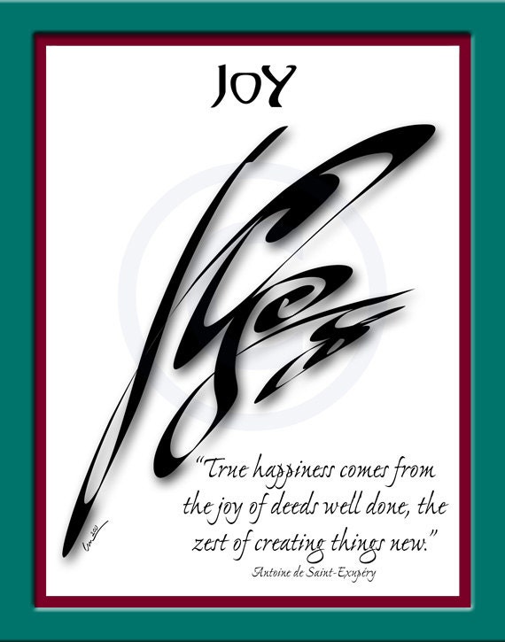 Joy, Word Art, Calligraphy, Illustration, Quotation, Symbol, Art Print, Art Poster, Giclee Print