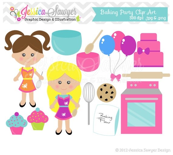 INSTANT DOWNLOAD baking party clip art - bake clipart - bakery graphic - commercial use - birthday graphici design Il_570xn