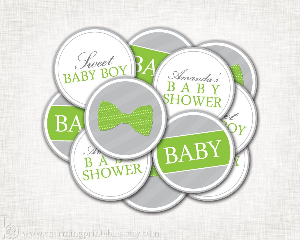 Bow Tie Baby Shower Cupcake Toppers - Baby Boy - PRINTABLE Party Circles- DIY Digital File - Baby Shower Cupcake - Bow Tie Collection
