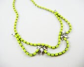 The Lara Necklace - Hand Painted Vintage 1950s Rhinestone Necklace - Neon Yellow