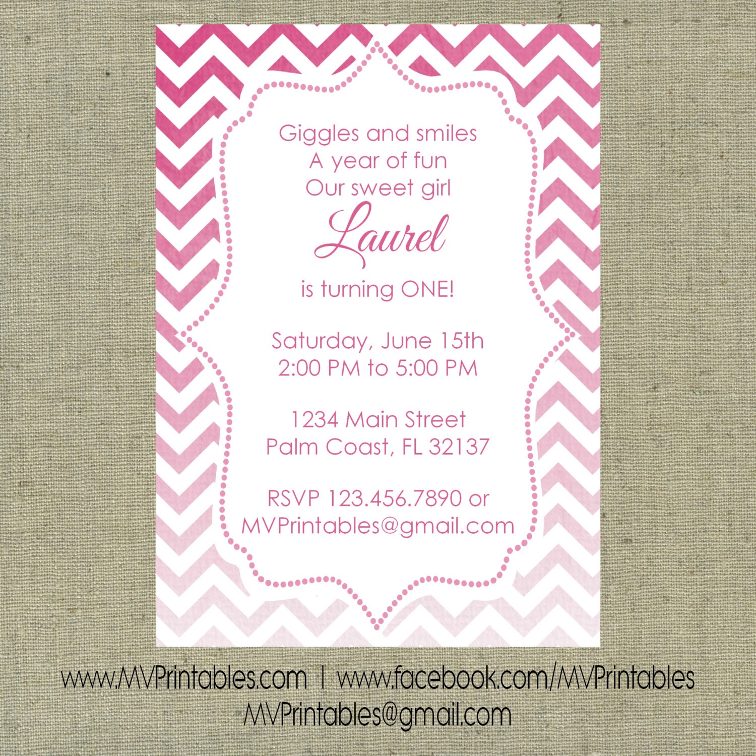 Chevon Ombre Custom Printable Invitation