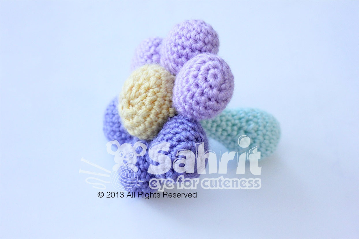 PATTERN Instant Download Flower Toy Amigurumi Baby Rattle Crochet with Ladybug