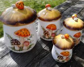 Vintage 70's  Merry Mushroom Canister Set