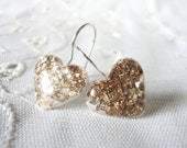 White Heart Party Earrings - Heart Earrings - Heart Glitter Earrings