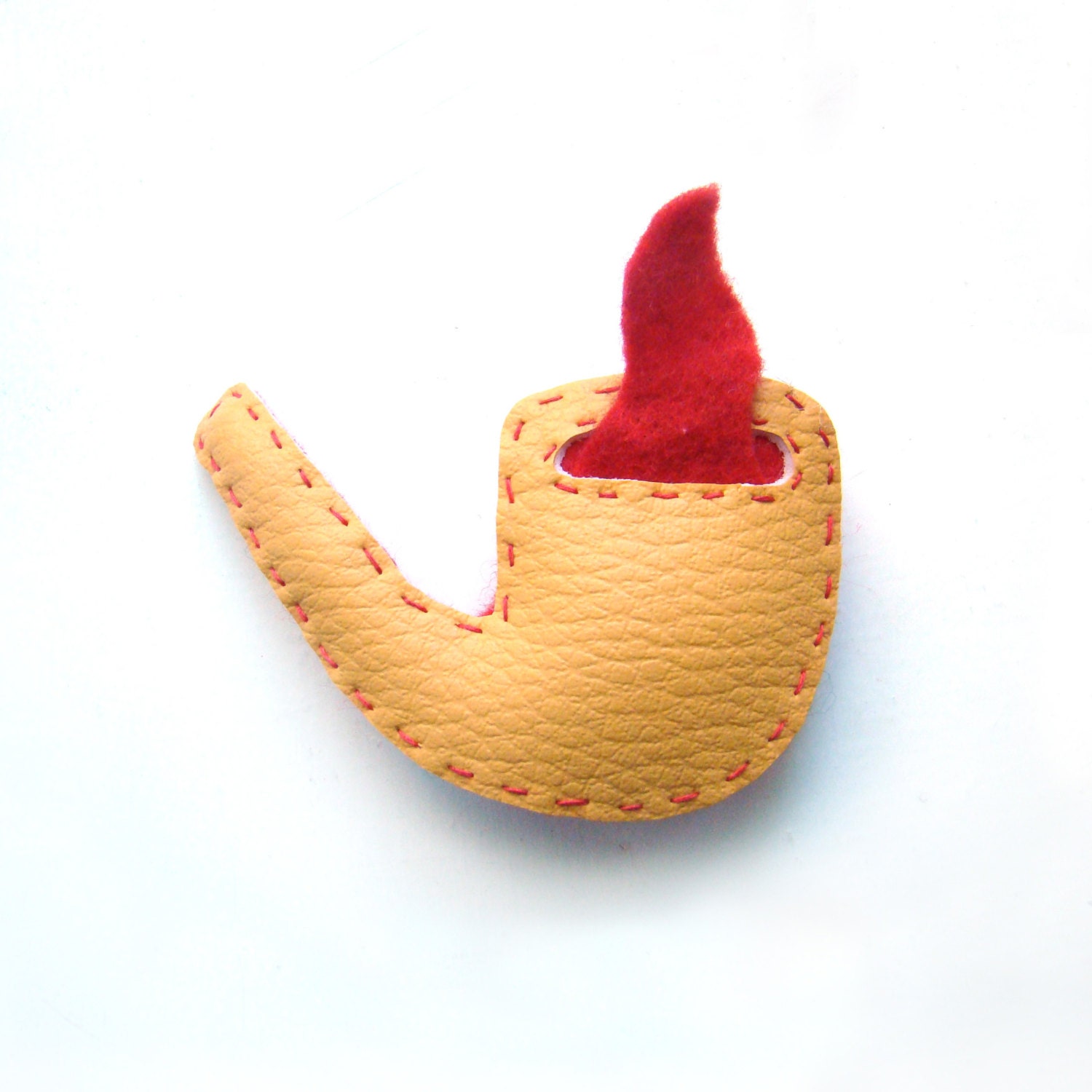 Faux Leather Pipe Brooch
