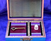 Time Machine Astral Travel Altar Box Mixed Media Sculpture With Antique Key, Black Mirror, Incense And Anointing Oil
