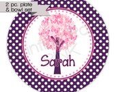 2 pc. set - Personalized Melamine Plate & Bowl - Butterfly Tree