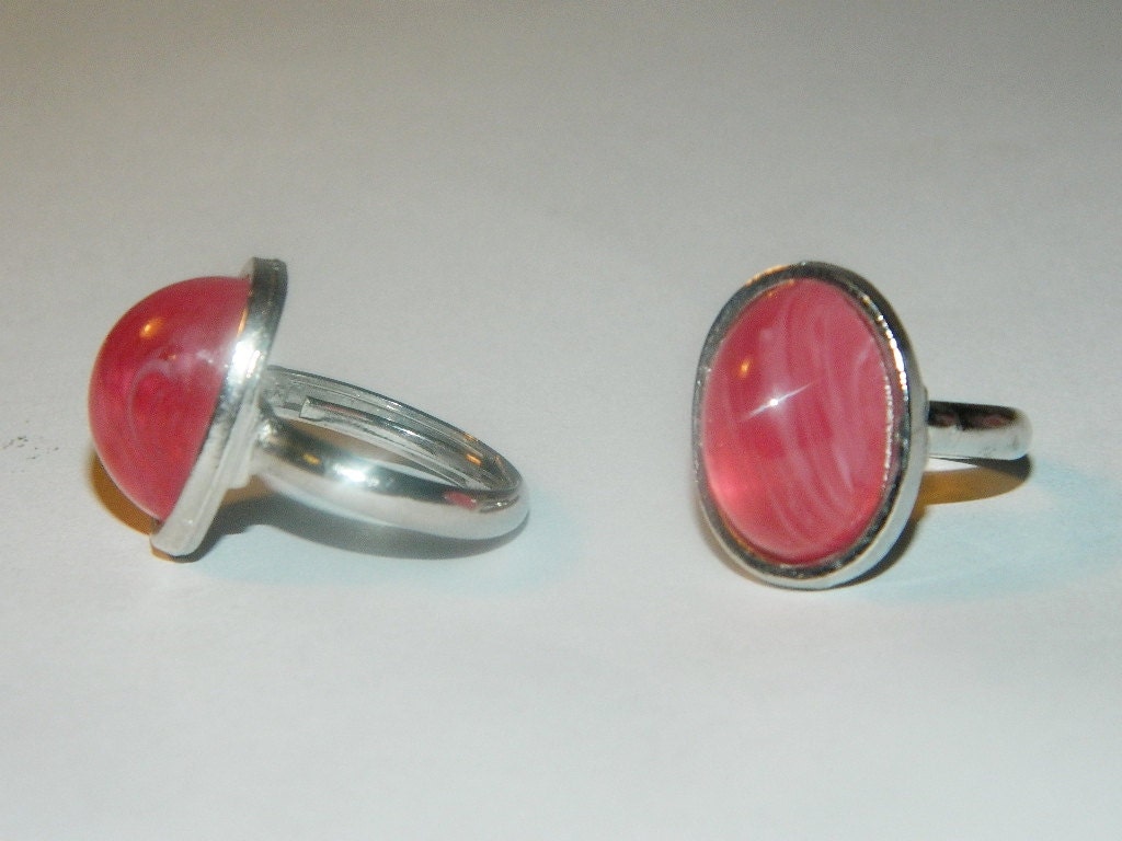 Sale- Matching rings pink stone adjustable