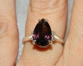Rhodolite garnet ring pear cut