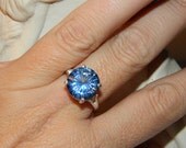 Blue quartz ring big stone