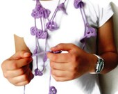 Lariat scarf, Handmade scarf with flowers. new fashion, lavender, home decor, spring trend, women accessories, mom gifts jewelry