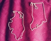 Custom State or Country Pendant / Gold or Silver (WITH heart)