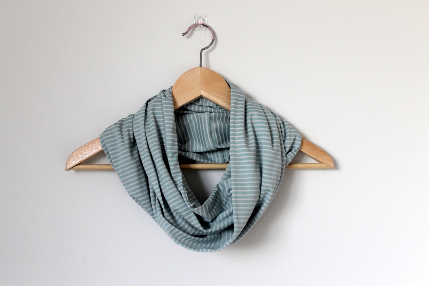 Infinity scarf, mint, green and white stripes, circle scarf, loop scarf