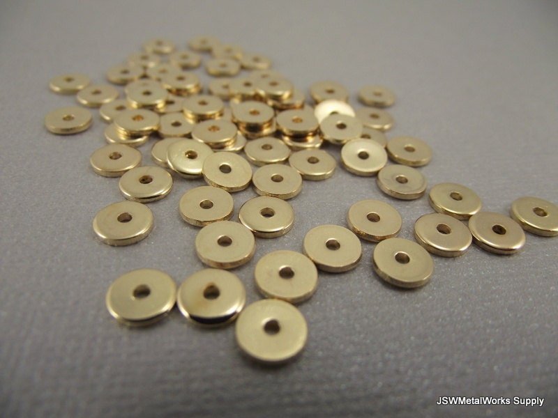 Smooth Gold Heishi Beads, 6 x 1 mm, 100 Pieces