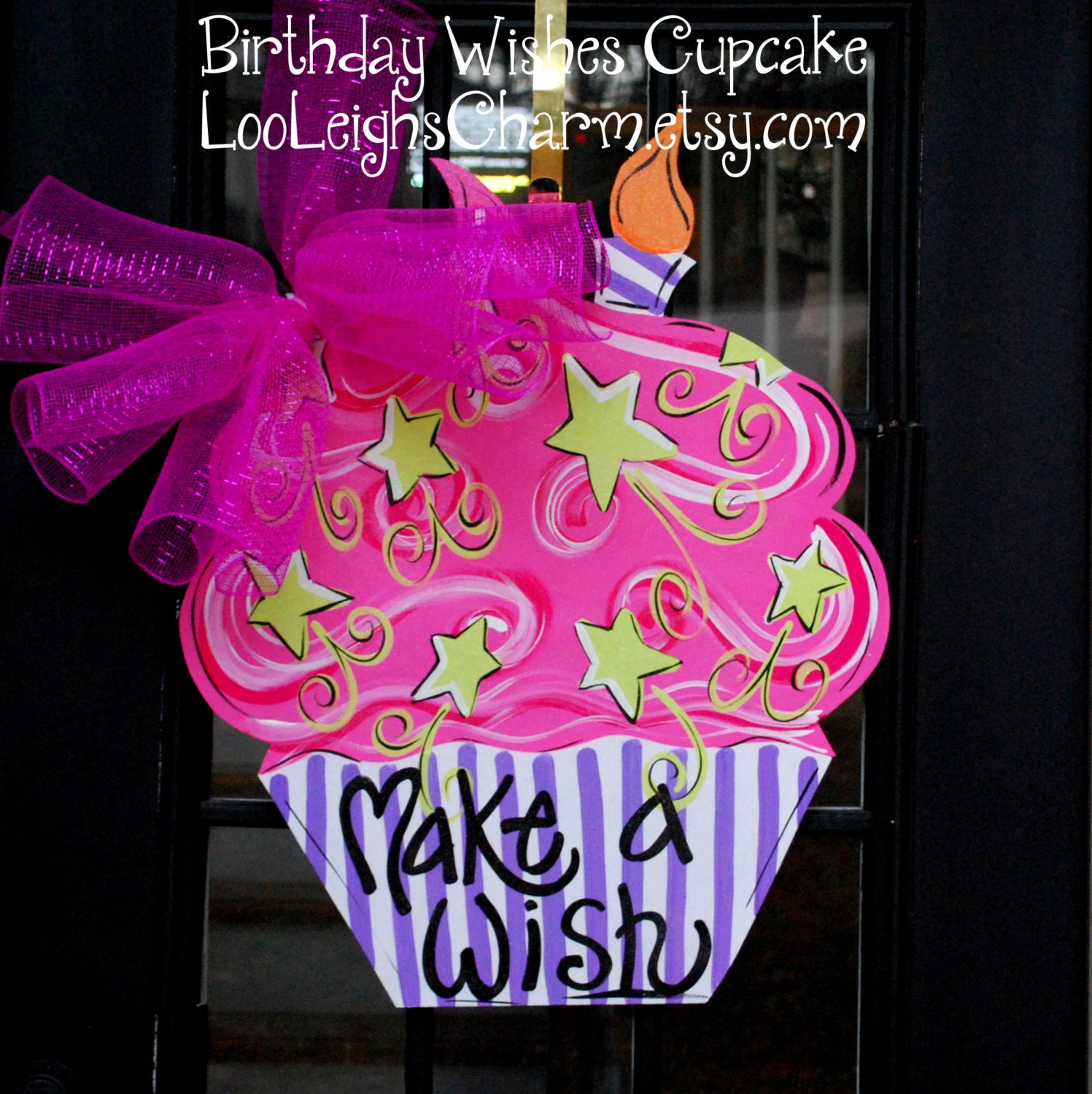Girl Birthday Door Sign, Birthday Cupcake Door Decor, Birthday Door Decor, Happy Birthday Door Hanger