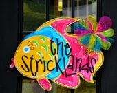 Summer Door Hanger: Fish, Door Decoration, Summer Wreath, Beach Decor, Pool Decorations, Tropical Fish