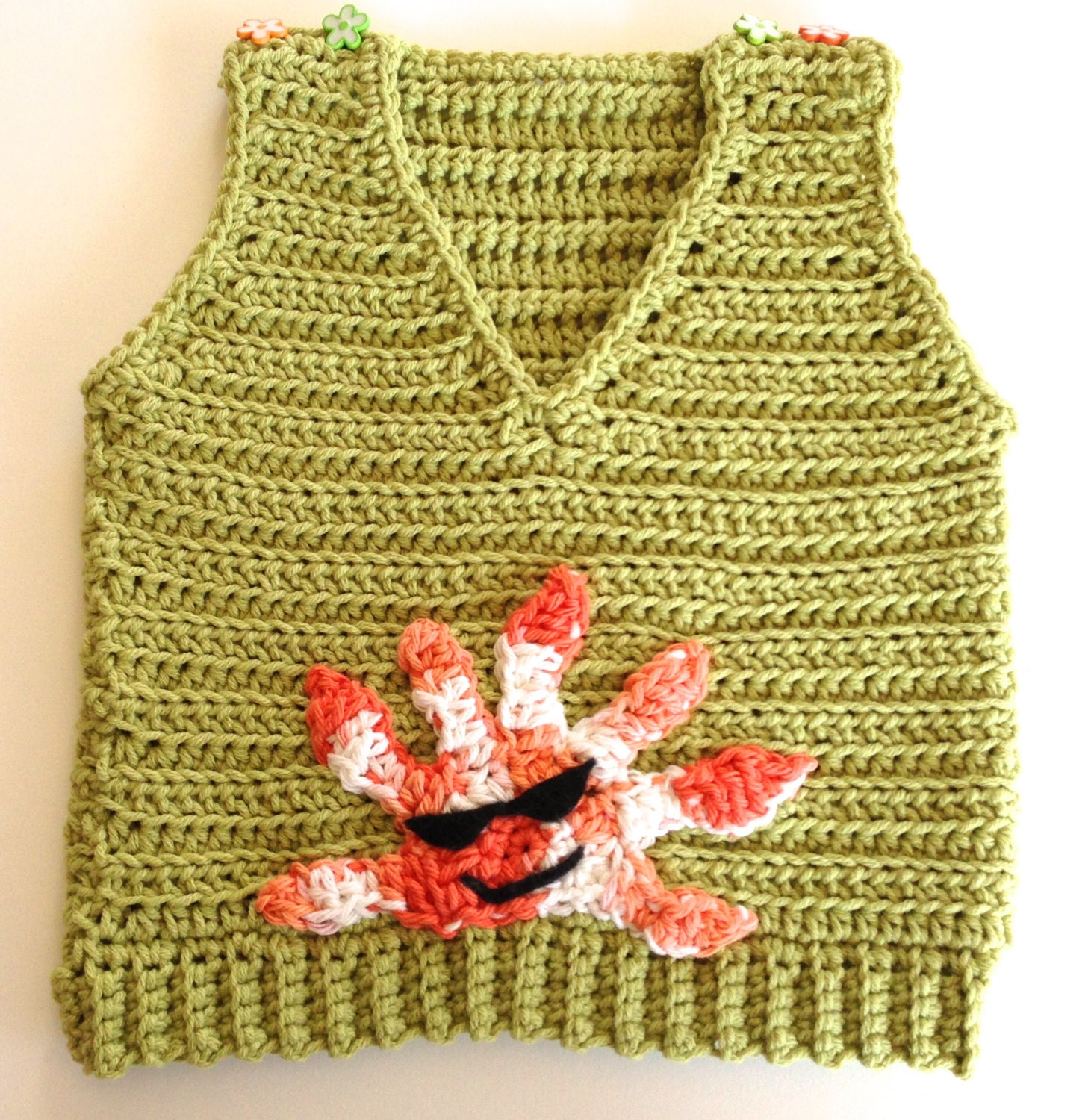 Baby Vest in Cotton Green Unisex Size 9 - 12 months