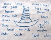 Embroidered Boat with World Languages